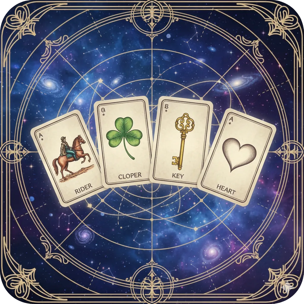 Lenormand cards spread on a table