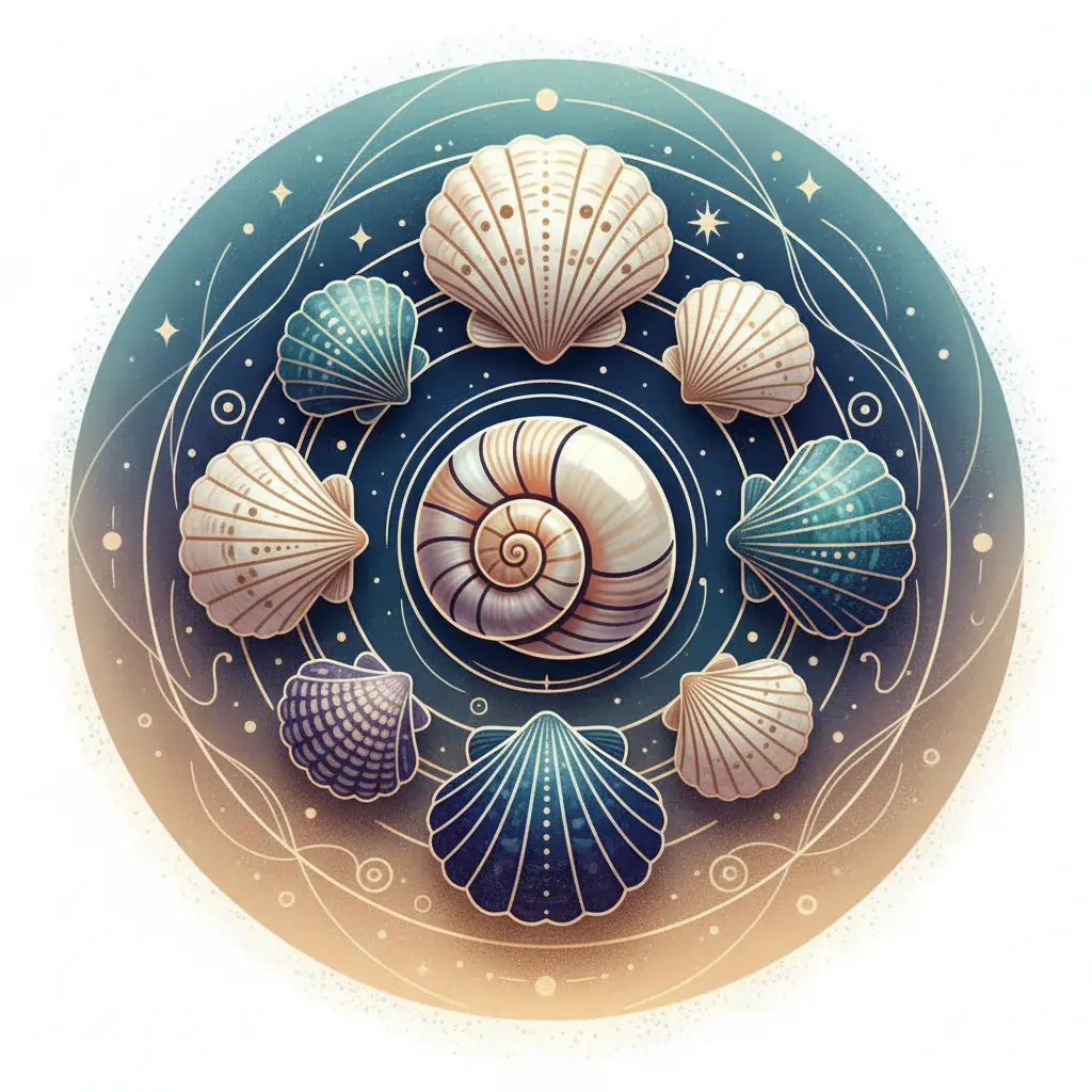 Shell casting divination illustration