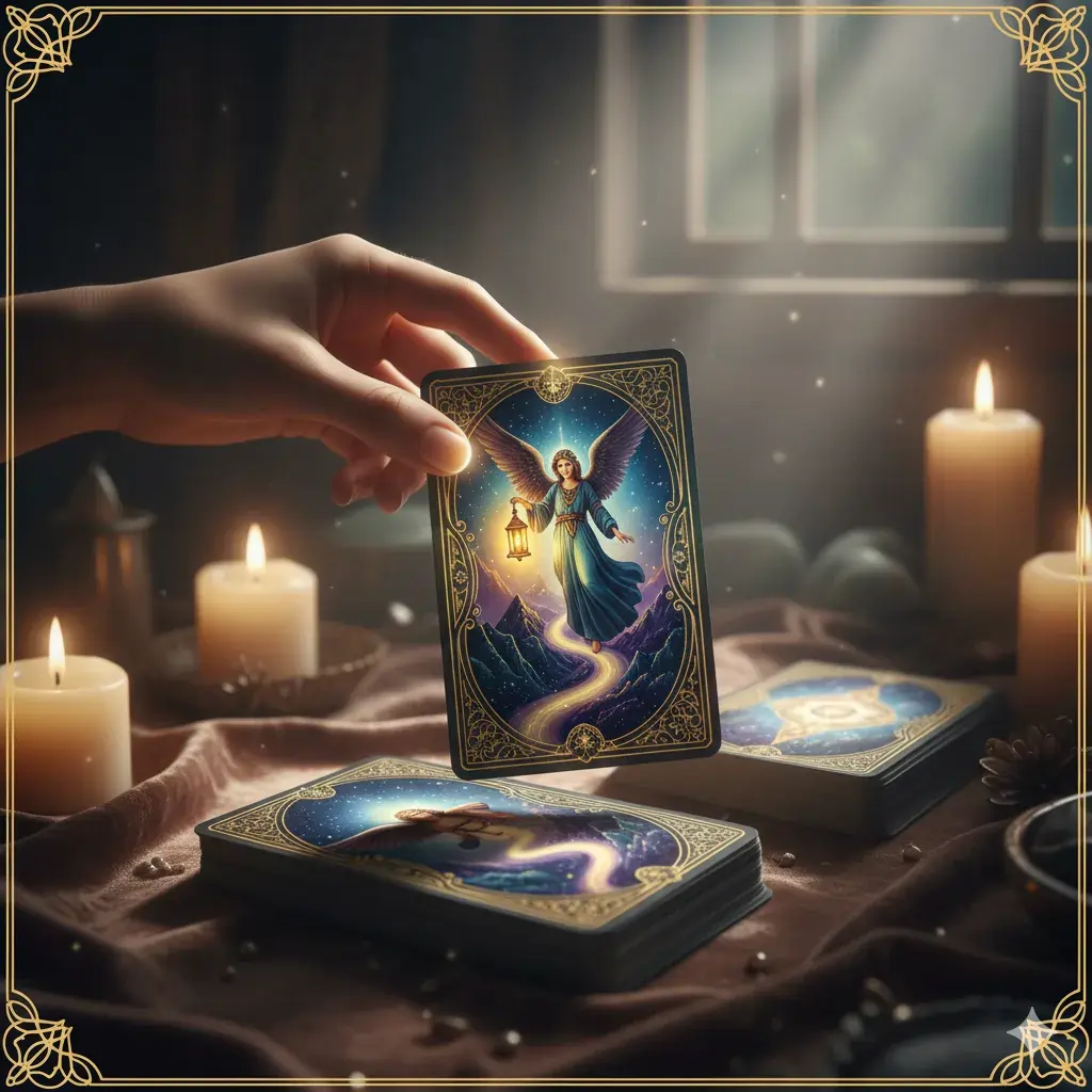 Oracle cards spread on a table