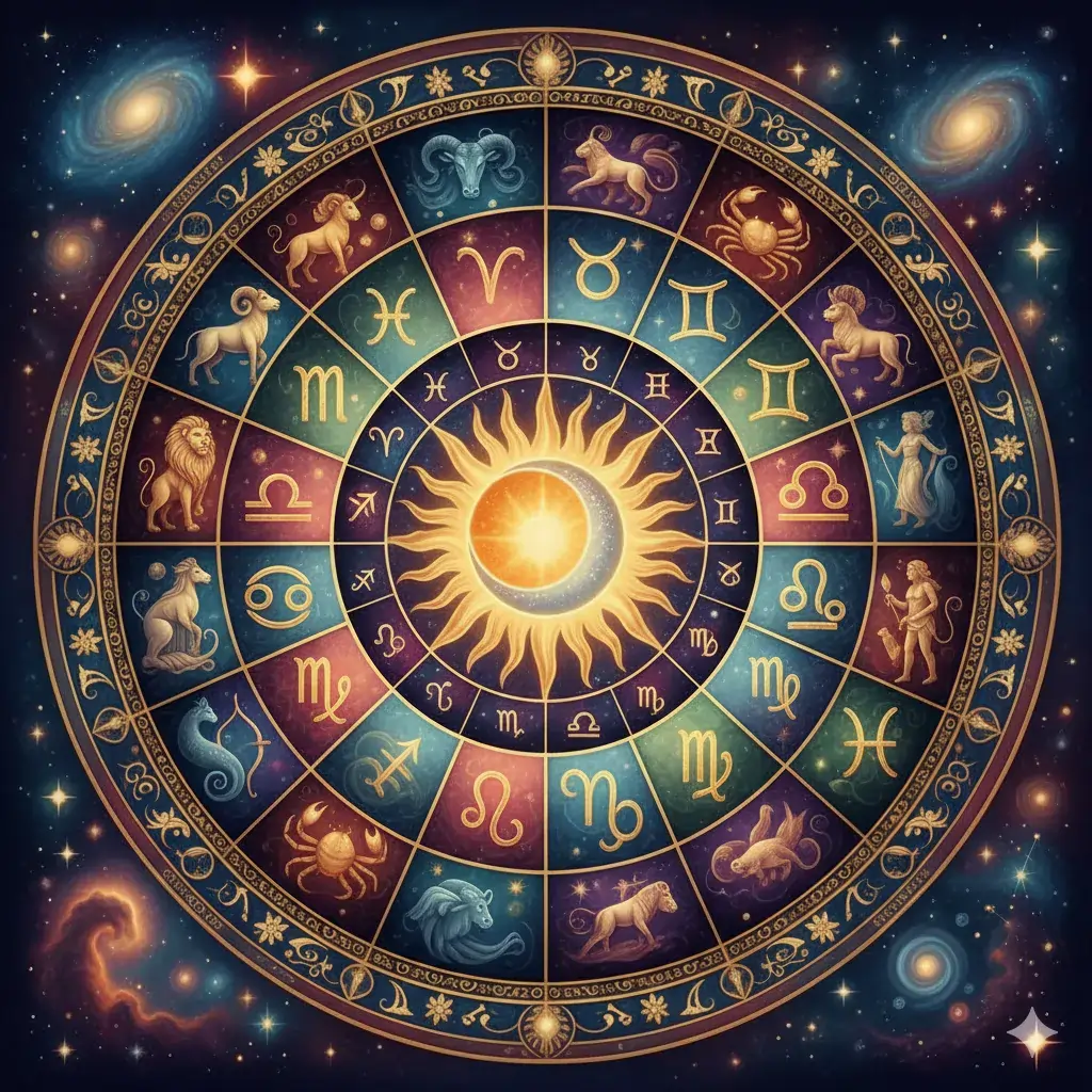 Illustration of Western Astrology zodiac